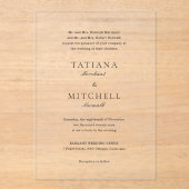 Klassieke zwarte en witte legante bruiloft acryl uitnodigingen (Voorkant)