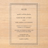 Klassieke zwarte en witte legante bruiloft acryl uitnodigingen (Voorkant)