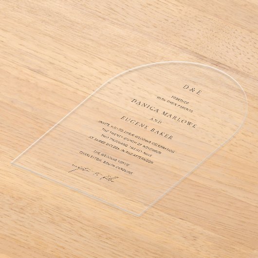 Klassieke zwarte en witte legante bruiloft acryl uitnodigingen (Laagn)