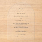 Klassieke zwarte en witte legante bruiloft acryl uitnodigingen (Voorkant)