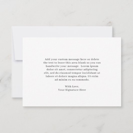 Klassieke zwarte en witte legante bruiloft bedankkaart (Achterkant)