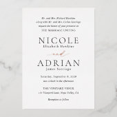 Klassieke zwarte en witte legante bruiloft folie uitnodiging (Voorkant)