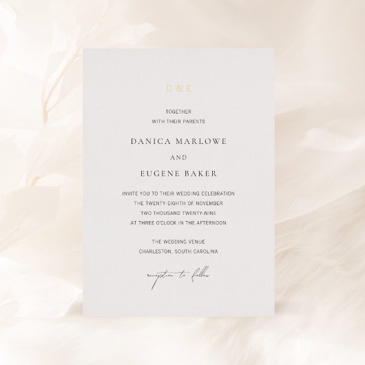 Klassieke zwarte en witte legante bruiloft folie uitnodiging