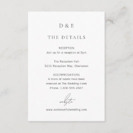 Klassieke zwarte en witte legante bruiloft informatiekaartje