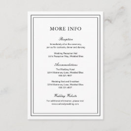 Klassieke zwarte en witte legante bruiloft informatiekaartje
