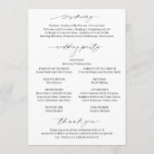 Klassieke zwarte en witte legante bruiloft programmakaart (Achterkant)