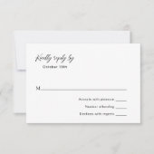 Klassieke zwarte en witte legante bruiloft RSVP kaartje (Voorkant)