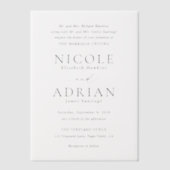 Klassieke zwarte en witte legante bruiloft vellum uitnodigingen (Voorkant)