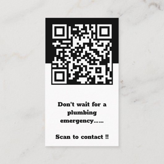 Klassieke zwarte en witte loodgietersbedrijfskaart klantenkaartje (Achterkant)