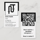 Klassieke zwarte en witte loodgietersbedrijfskaart klantenkaartje (Voorkant / Achterkant)