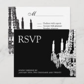 Klassieke zwarte en witte luchters RSVP-kaarten RSVP Kaartje (Voorkant / Achterkant)