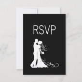 Klassieke zwarte en witte menukeuze RSVP (Achterkant)