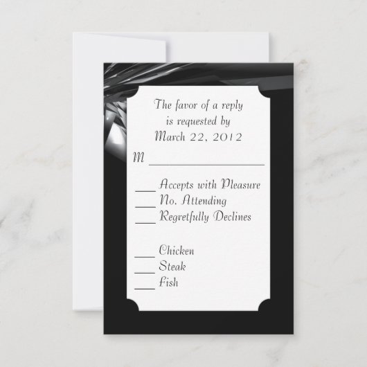 Klassieke zwarte en witte menukeuze RSVP (Voorkant)