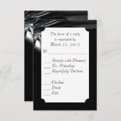 Klassieke zwarte en witte menukeuze RSVP (Voorkant / Achterkant)