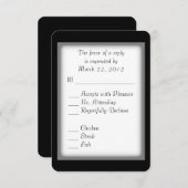 Klassieke zwarte en witte menukeuze RSVP (Voorkant / Achterkant)