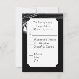 Klassieke zwarte en witte menukeuze RSVP Kaartje