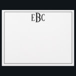 Klassieke zwarte en witte moderne monogram W/Atrib Briefhoofd<br><div class="desc">Classic Black en White Modern Monogram Notitieblok</div>