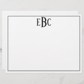 Klassieke zwarte en witte moderne monogram W/Atrib Briefhoofd (Voorkant / Achterkant)