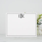 Klassieke zwarte en witte moderne monogram W/Atrib Briefhoofd (Staand voorkant)