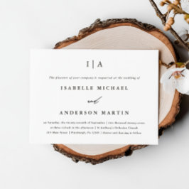 Klassieke zwarte en witte monogram bruiloft kaart