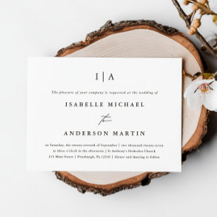 Klassieke zwarte en witte monogram bruiloft kaart