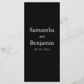 Klassieke zwarte en witte monogram bruiloft menu (Achterkant)