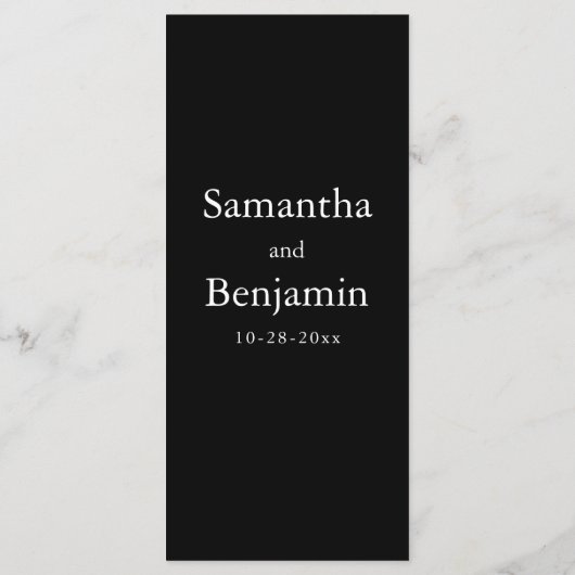 Klassieke zwarte en witte monogram bruiloft menu (Achterkant)