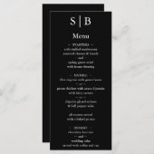 Klassieke zwarte en witte monogram bruiloft menu (Voorkant / Achterkant)