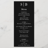 Klassieke zwarte en witte monogram bruiloft menu (Voorkant)