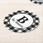 Klassieke zwarte en witte monogram kartonnen onderzetters (Gekanteld)