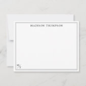 Klassieke zwarte en witte monogram notitiekaart notitiekaartje (Voorkant)