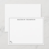 Klassieke zwarte en witte monogram notitiekaart notitiekaartje (Voorkant / Achterkant)