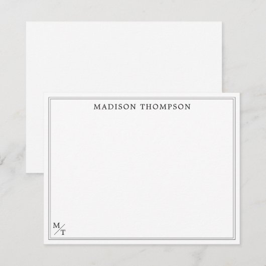 Klassieke zwarte en witte monogram notitiekaart notitiekaartje (Voorkant / Achterkant)