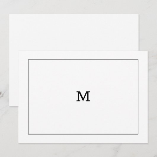 Klassieke zwarte en witte monogram notitiekaart notitiekaartje (Voorkant / Achterkant)
