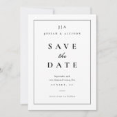Klassieke zwarte en witte monogram save the date (Voorkant)