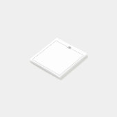 Klassieke, zwarte en witte monogrammen post-it® notes (Schuin)