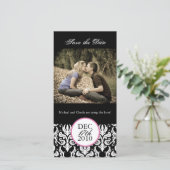Klassieke zwarte en witte photocard om de datum te save the date (Staand voorkant)