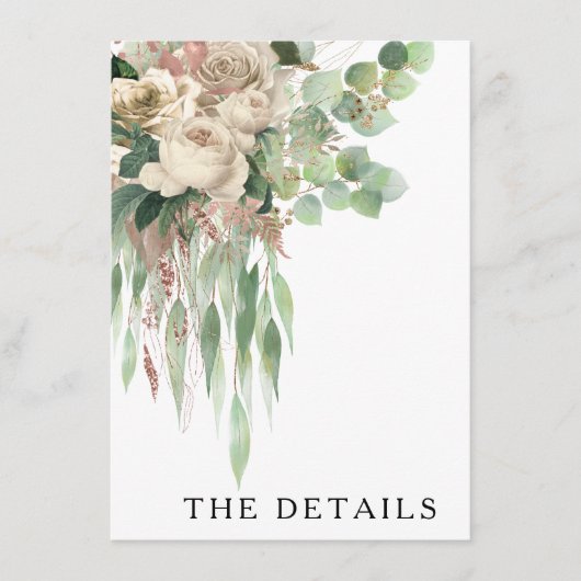 Klassieke Zwarte En Witte Pioenrozen Huwelijksdeta Informatiekaartje (Voorkant)
