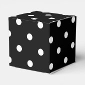 Klassieke zwarte en witte pokadots bedankdoosjes (Achterkant)