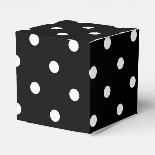 Klassieke zwarte en witte pokadots bedankdoosjes (Achterkant)