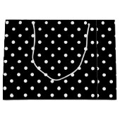 Klassieke zwarte en witte pokadots groot cadeauzakje (Voorkant)