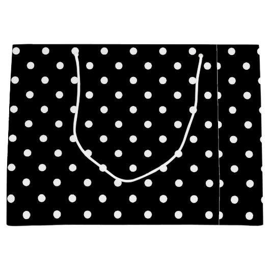 Klassieke zwarte en witte pokadots groot cadeauzakje (Voorkant)