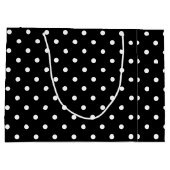 Klassieke zwarte en witte pokadots groot cadeauzakje (Achterkant)