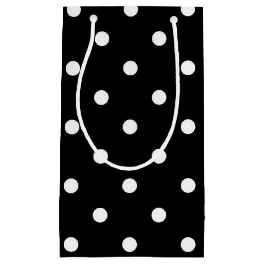 Klassieke zwarte en witte pokadots klein cadeauzakje (Voorkant)