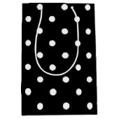 Klassieke zwarte en witte pokadots medium cadeauzakje (Voorkant)