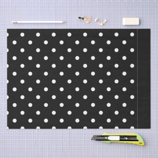 Klassieke zwarte en witte pokadots tissuepapier (Craft)