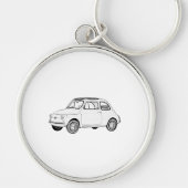Klassieke zwarte en witte potlood Tekening Fiat 50 Sleutelhanger (Voorkant)