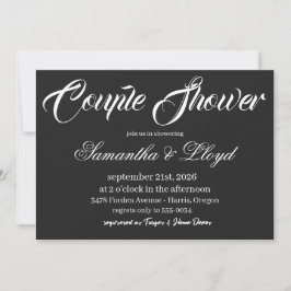 Klassieke zwarte en witte script bruidsdouche voor kaart