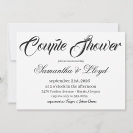 Klassieke zwarte en witte script bruidsdouche voor kaart