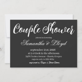 Klassieke zwarte en witte script bruidsdouche voor kaart
